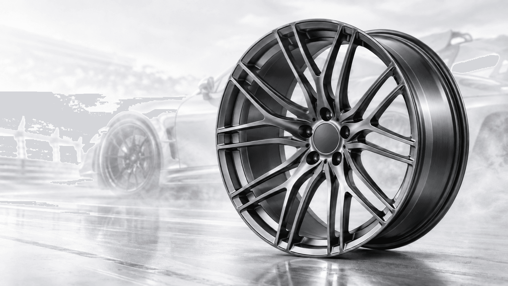 Deep concave gunmetal performance alloy wheel